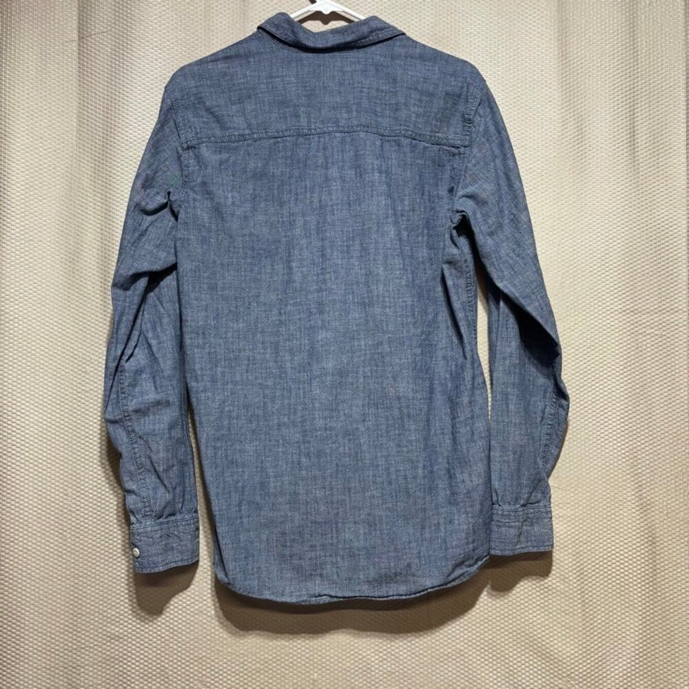 True Craft Mens Medium Blue Chambray Long Sleeve Button Down Shirt Casual Pocket - Picture 7 of 7